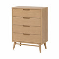 Cassettiera in Legno con 4 Cassetti Colore Rovere 80x40x100 cm