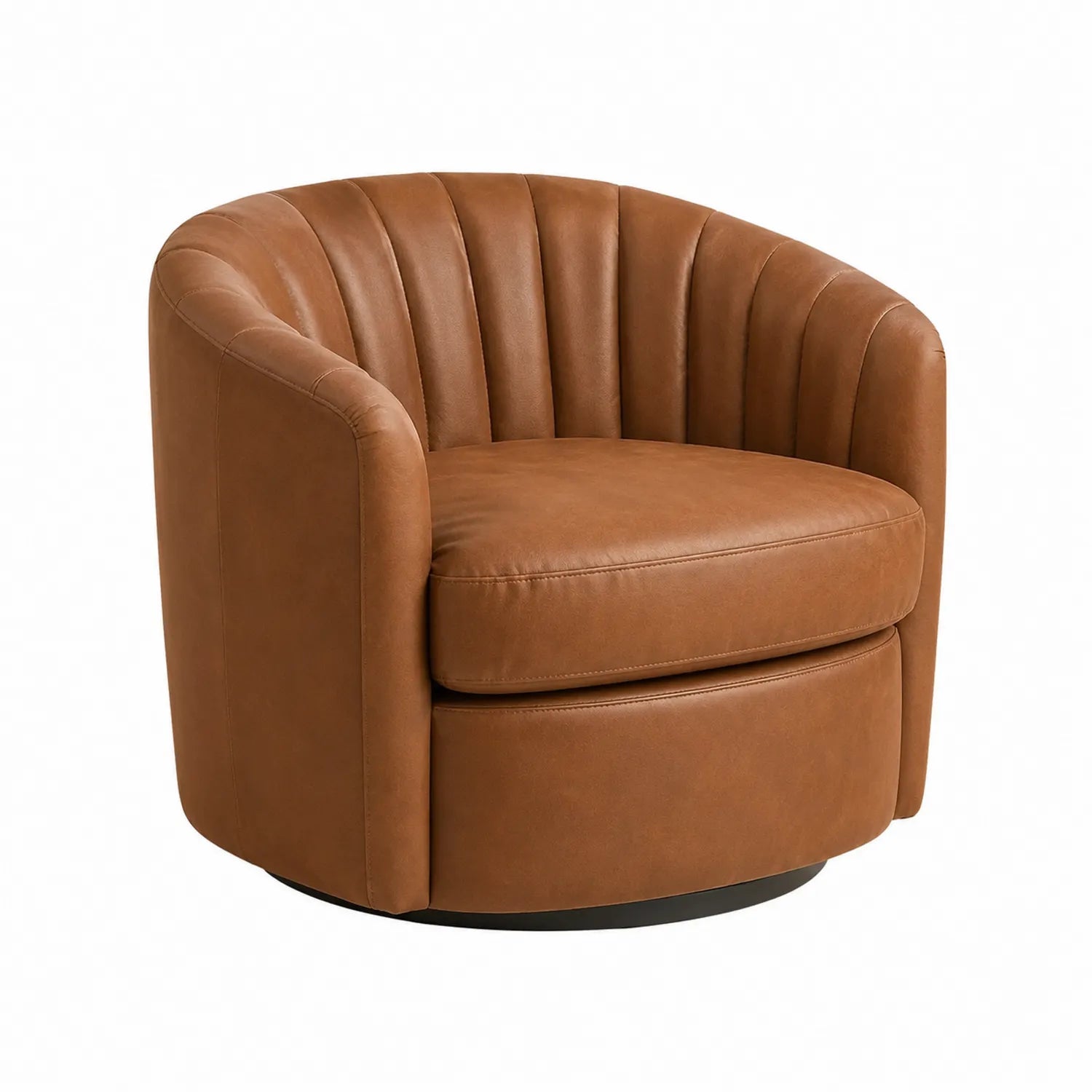 Poltrona girevole in pelle sintetica marrone