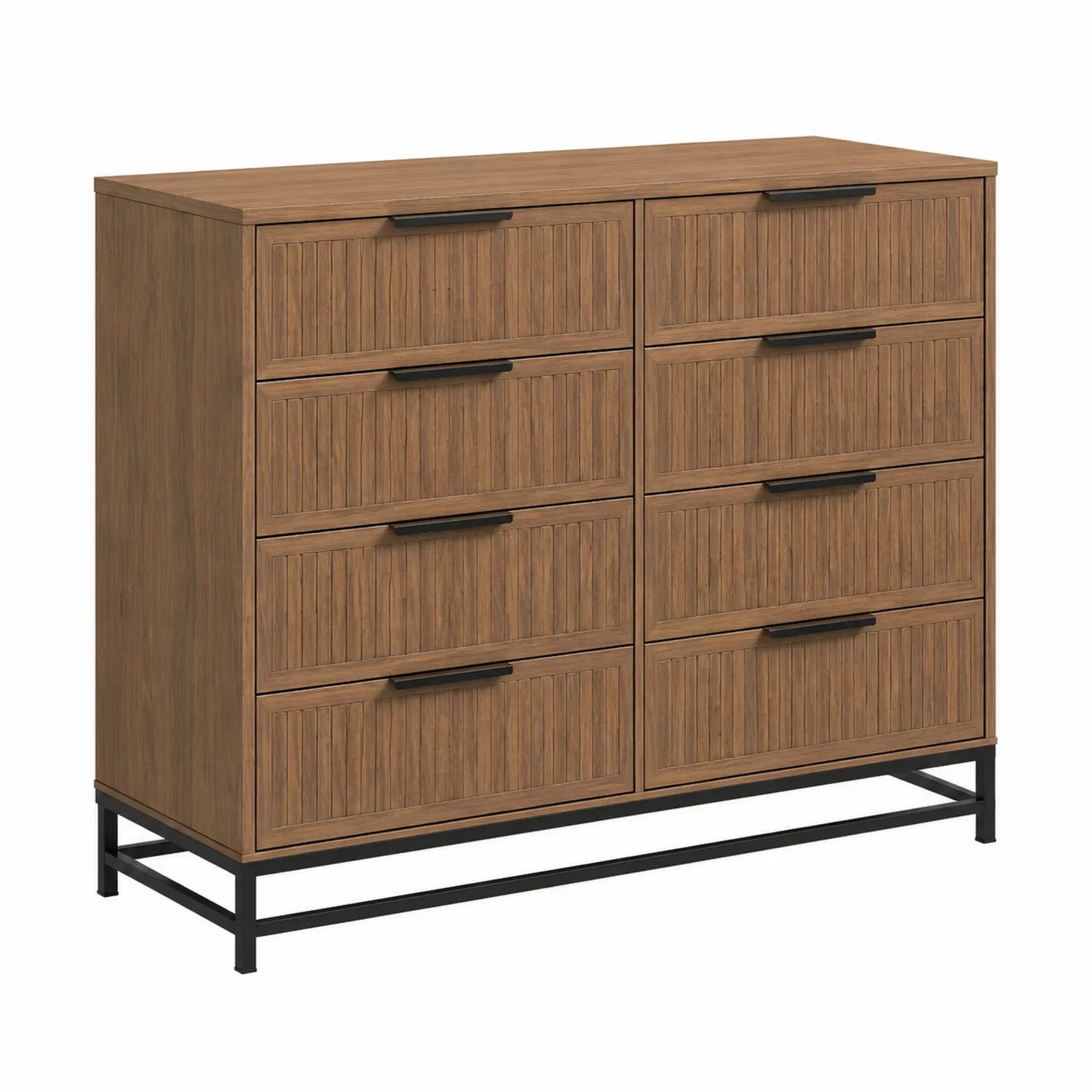 Cassettiera in legno e metallo marrone con 8 cassetti 120x45x100 cm