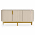 Credenza rettangolare legno MDF effetto marmo 160x40x80cm Bianco