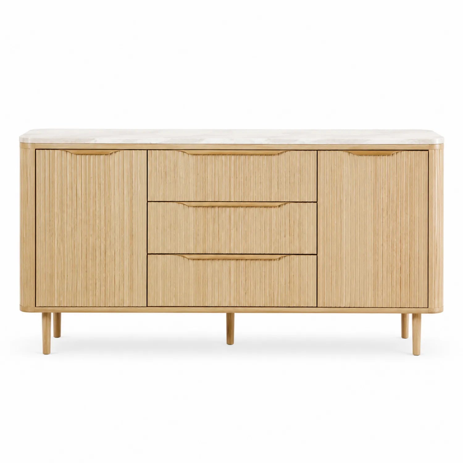 Credenza in legno con superficie in marmo e 3 cassetti