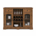 Credenza con ante in vetro scanalato e vani per vini in legno 150cm x 45cm x 90cm