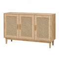 Credenza in legno con ante in rattan a tre ante 120x40x85 cm