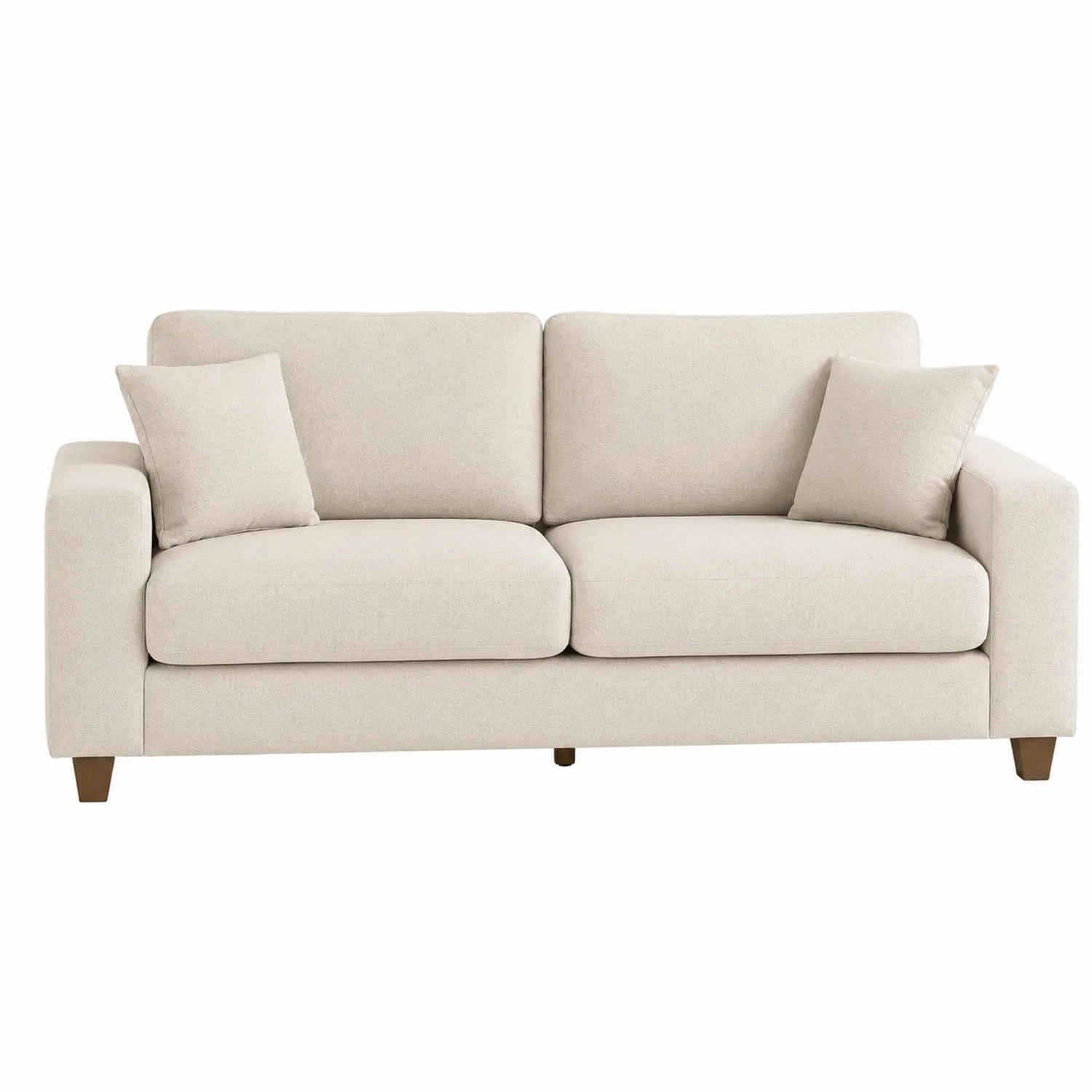 Divano in tessuto beige con cuscini removibili 210x90x85 cm