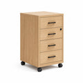 Cassettiera in Legno Chiaro con Ruote e 4 Cassetti