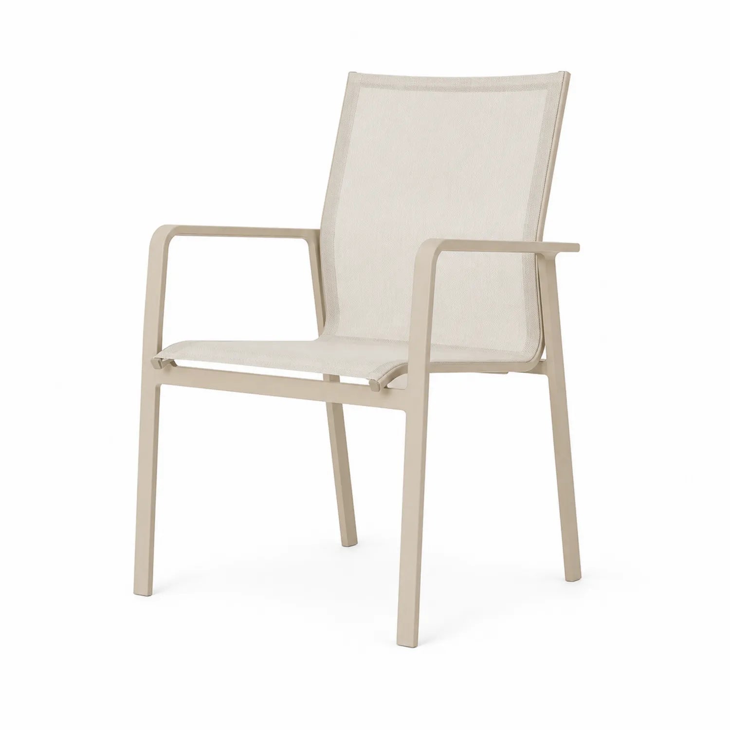 Sedia da esterno in alluminio con seduta in tessuto beige