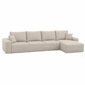 Divano angolare in velluto a coste beige con chaise longue