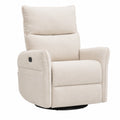 Poltrona reclinabile in tessuto beige con funzione girevole
