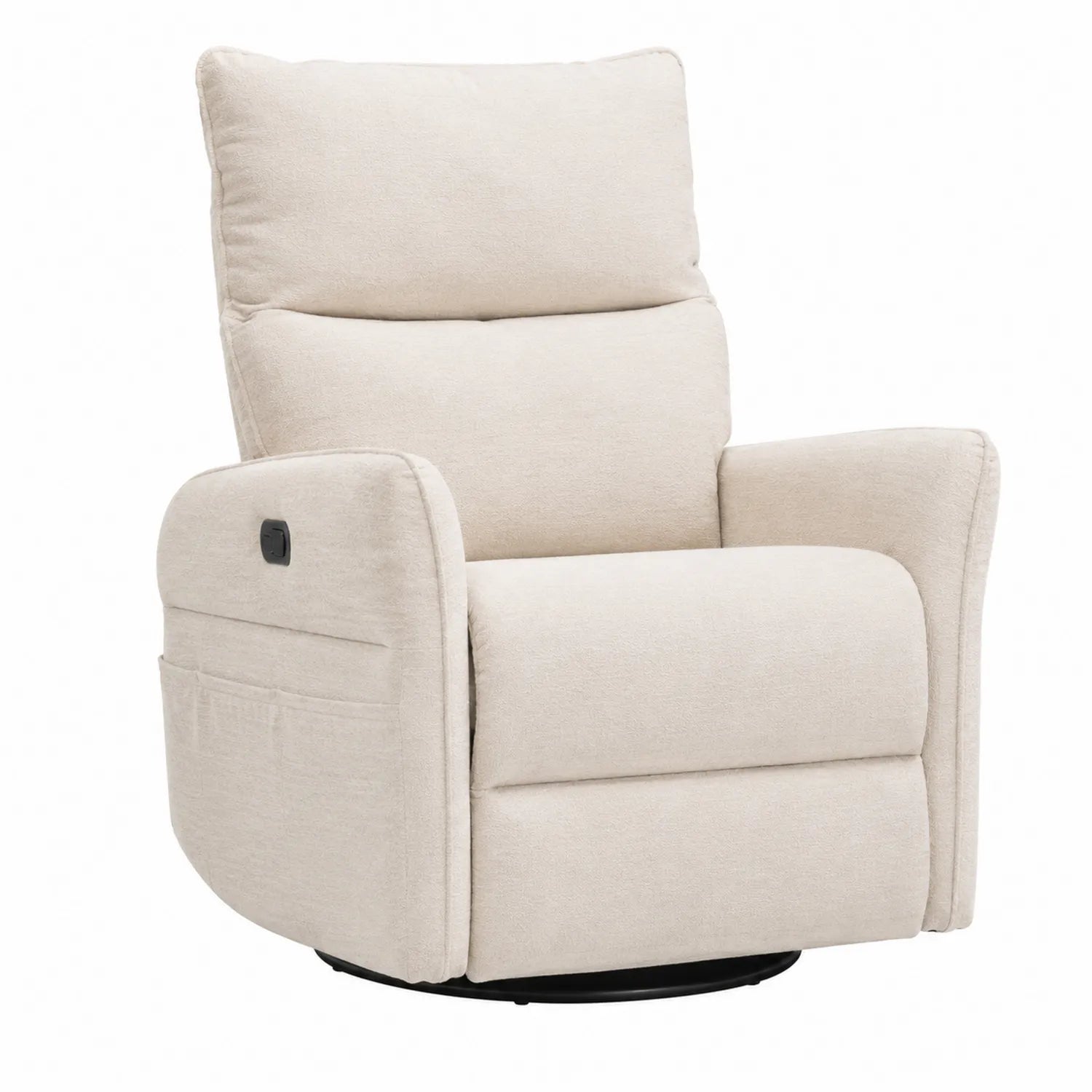 Poltrona reclinabile in tessuto beige con funzione girevole