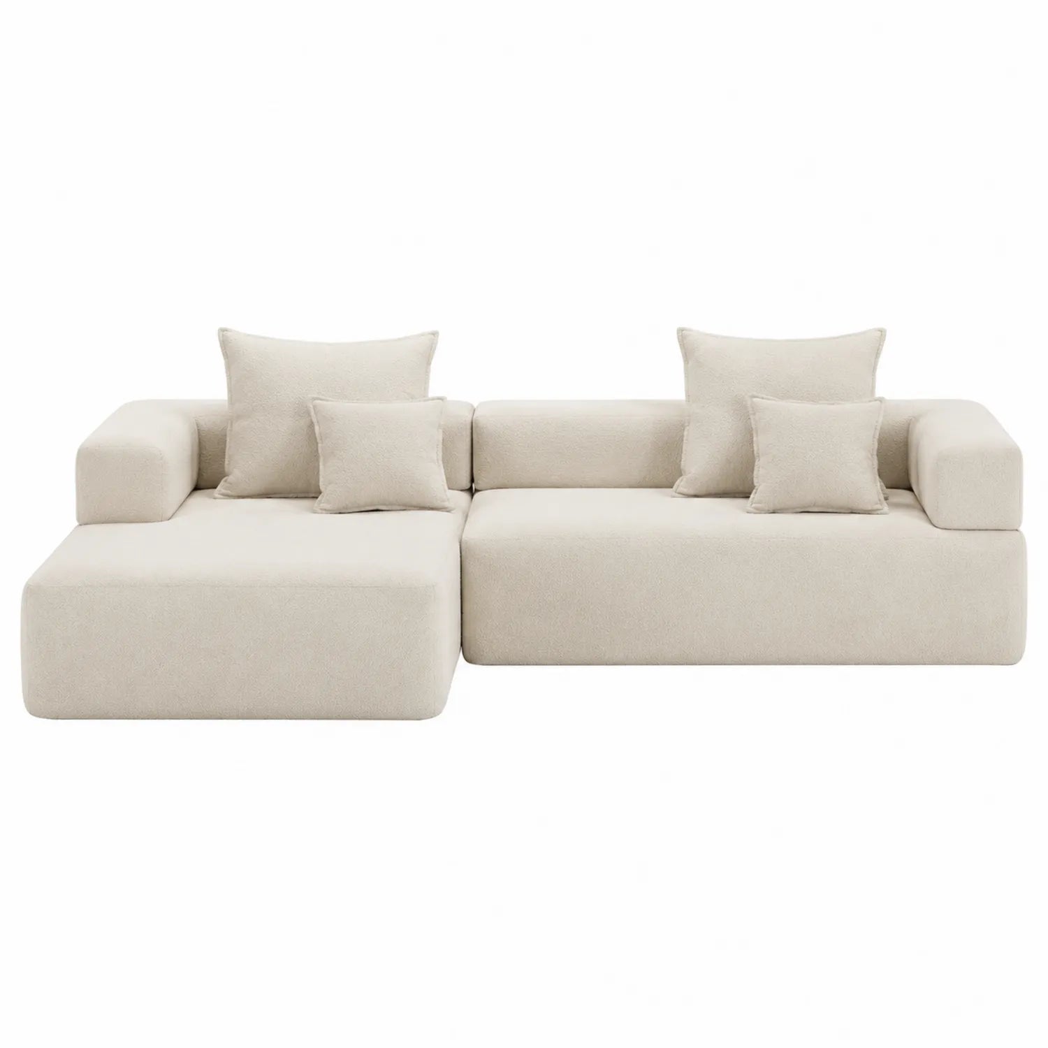 Divano angolare in tessuto Beige 250x150x85 cm