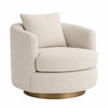 Poltrona girevole in tessuto bouclé beige con base circolare